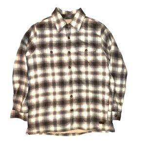G.H.Bass & Co Plaid Flannel Sherpa Lined Shirt Jacket Button Down Side Pockets M